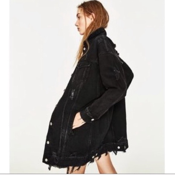 black longline denim jacket